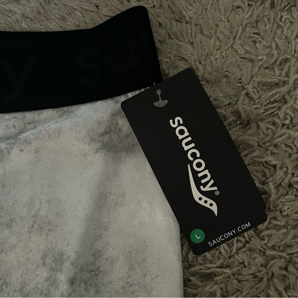 Saucony Athletic Pants Womens Size M Gray Splatter Paint Mid Rise Pull On L - Picture 6 of 6